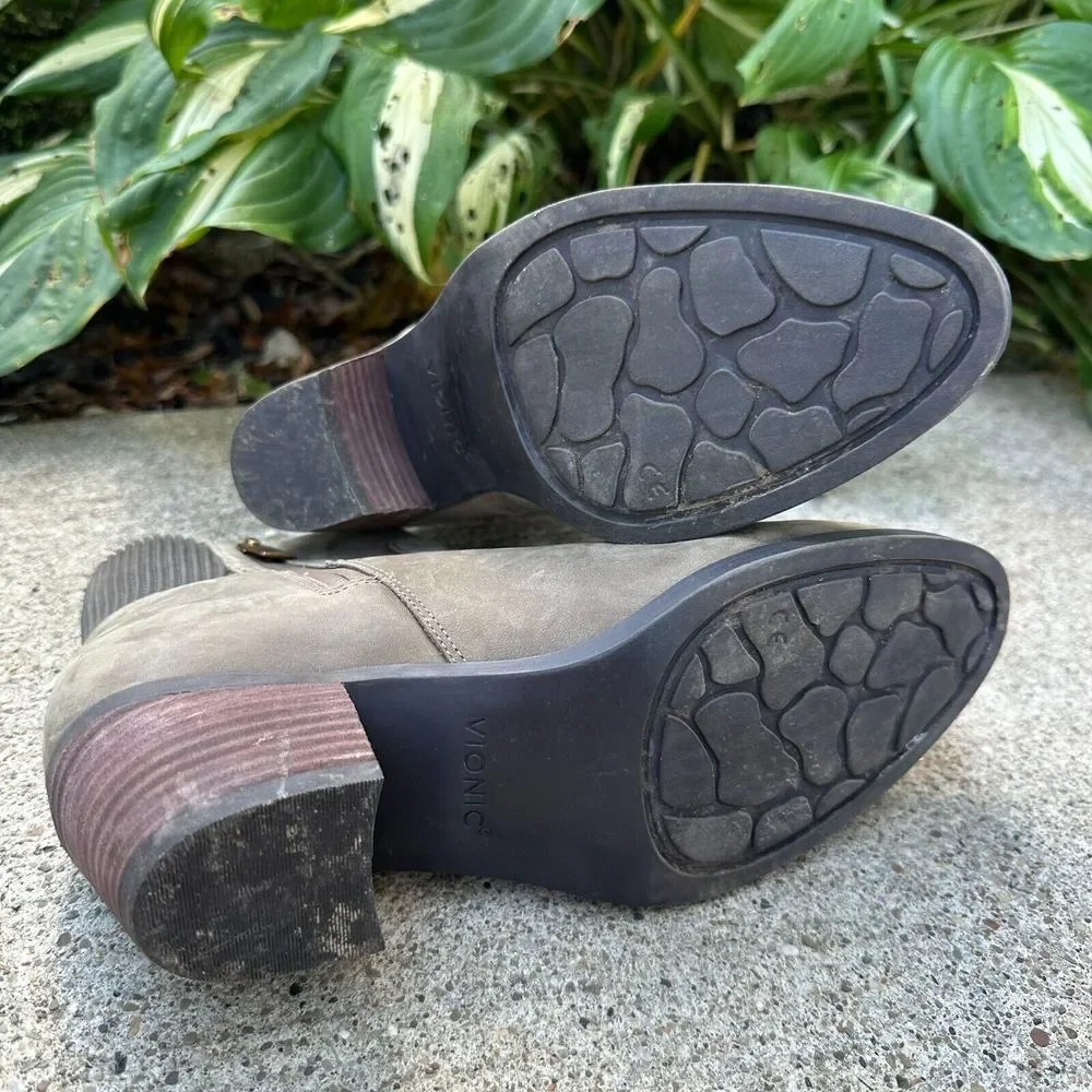 Vionic Womens Size 7M Green Shantelle Ankle Boots Waterproof Nubuck Leather - Picture 8 of 9